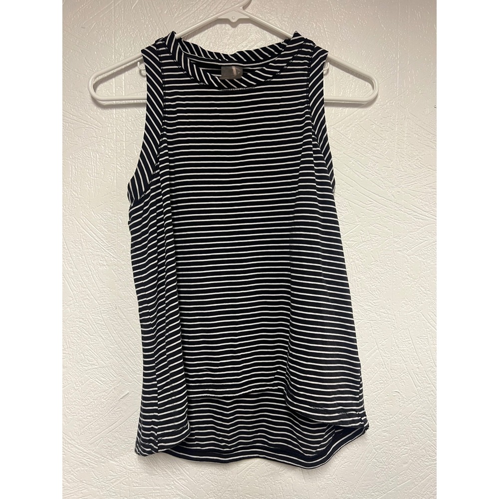 CALIA by Carrie Underwood Womens Black White Striped Sleeveless High Neck Tank S